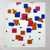 Poster Composition de Mondrian en couleur A (Devant)