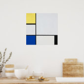Poster Composition de Mondrian Jaune, Bleu, Noir, Bleu (Cuisine)