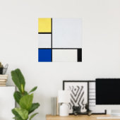 Poster Composition de Mondrian Jaune, Bleu, Noir, Bleu (Bureau à domicile)