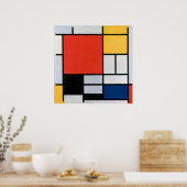 Poster Composition de Mondrian Rouge, Jaune, Bleu, Noir (Cuisine)