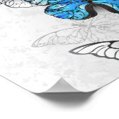 Poster Composition de papillons blancs et bleus (Coin)
