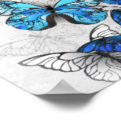 Poster Composition de papillons blancs et bleus (Coin)