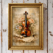 Poster Composition de violon vintage floral