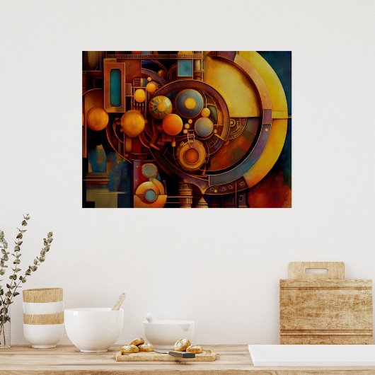 Poster Composition d'Orbe Mécanique Steampunk (Cuisine)