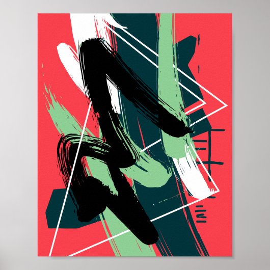 Poster Composition dynamique de coups de pinceau abstrait (Devant)