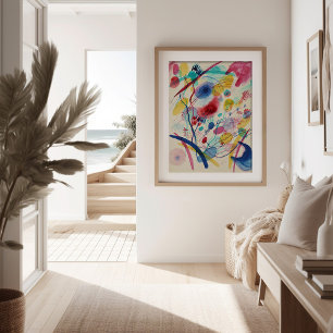 Poster Composition en bleu rouge vert jaune   Kandinsky