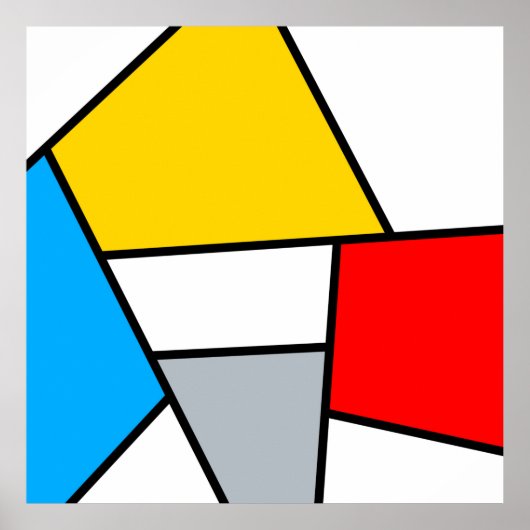 Poster Composition en polygone rétro minimal De Stijl (Devant)