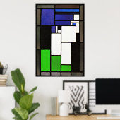 Poster Composition en verre, femme, célèbre oeuvre d'art (Bureau à domicile)