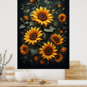 Poster Composition Florale de Tournesols d'Automne (Cuisine)