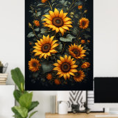 Poster Composition Florale de Tournesols d'Automne (Bureau à domicile)