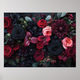 Poster Composition florale sombre élégante avec des roses