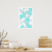 Poster Composition géométrique dans des tons d'aqua (Cuisine)