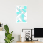 Poster Composition géométrique dans des tons d'aqua (Bureau à domicile)