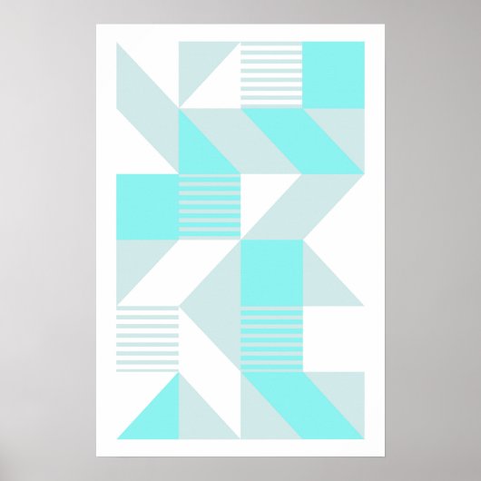 Poster Composition géométrique dans des tons d'aqua (Devant)