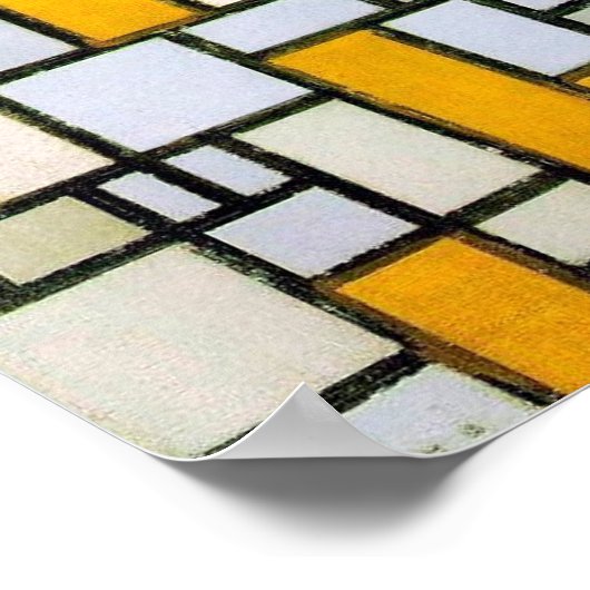 Poster Composition Jaune et Gris, Mondrian (Coin)