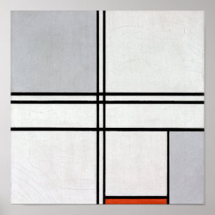 Poster Composition (n° 1) Gris-Rouge Piet Mondrian