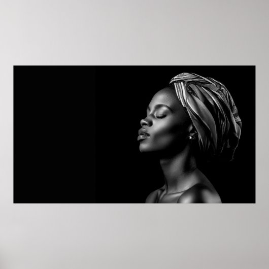 Poster Composition noire et blanche du visage africain (Devant)