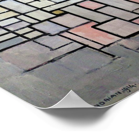 Poster Composition rose et gris, Mondrian (Coin)