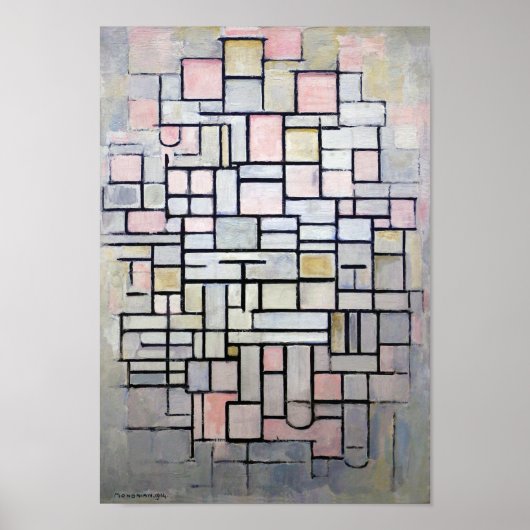 Poster Composition rose et gris, Mondrian (Devant)