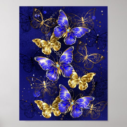 Poster Composition with Sapphire Butterflies (Devant)