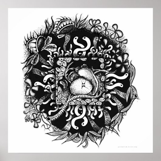 Poster Compost Mandala - Noir sur blanc (Devant)