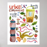 Compostage aquarelle Art éco-recyclé