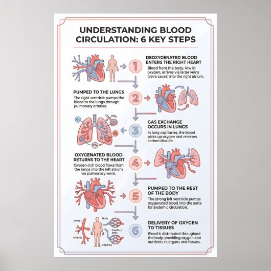 Poster Comprendre la circulation sanguine : 6 étapes clés (Devant)