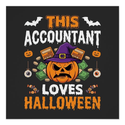Poster Comptable Aime Halloween Citrouille Comptable Desi (Devant)