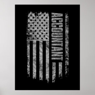 Poster Comptable drapeau USA design en détresse
