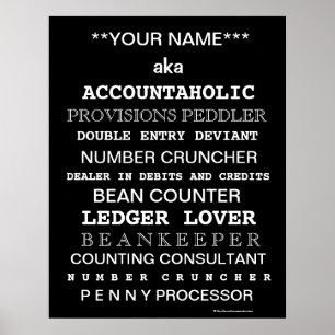 Poster Comptable Personnalisable Funny Titres d'emploi