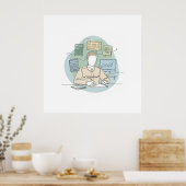 Poster comptable, simple minimum une ligne art continu (Cuisine)