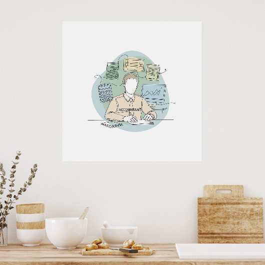 Poster comptable, simple minimum une ligne art continu (Cuisine)