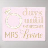 Poster Compte à rebours mariage - Signalisation, écriture (Devant)