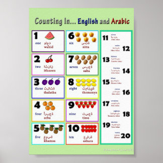 Poster Compter en...anglais et arabe