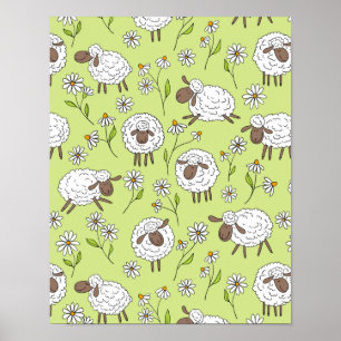 Poster Compter les moutons sur le vert de rosée miel