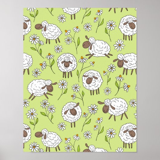 Poster Compter les moutons sur le vert de rosée miel (Devant)