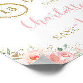 Poster Compteur de jours de mariage floral rose pâle pour (Coin)