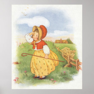 Poster Comptine de la Mère l'Oie, la petite Bo-Peep vinta