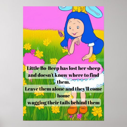 Poster comptine enfantin amusant little bo-peep a perdu  (Devant)