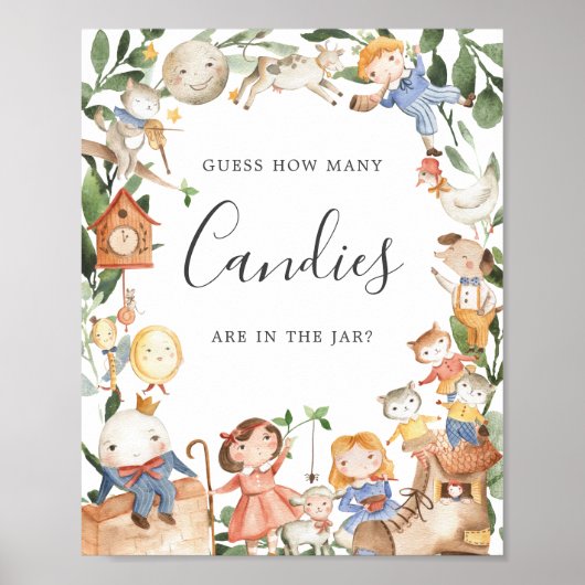 Poster Comptines Baby Shower Devinez Combien de Bonbons (Devant)