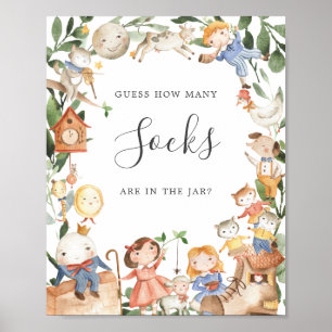 Poster Comptines Baby Shower Devinez Combien de Chaussett