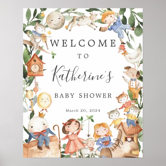 Poster Comptines Signe de bienvenue Baby Shower (Devant)
