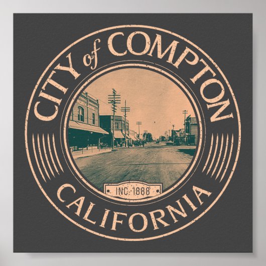 POSTER COMPTON LOS ANGELES CALIFORNIA - VILLE DE COMPTON (Devant)