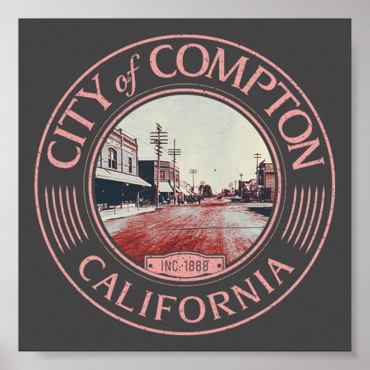 POSTER COMPTON LOS ANGELES CALIFORNIA - VILLE DE COMPTON (Devant)