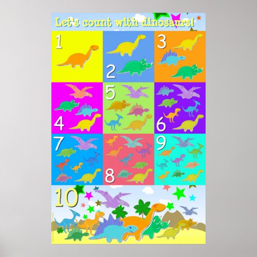 Poster Comptons avec les Dinosaures numéros 1 - 10 (Devant)
