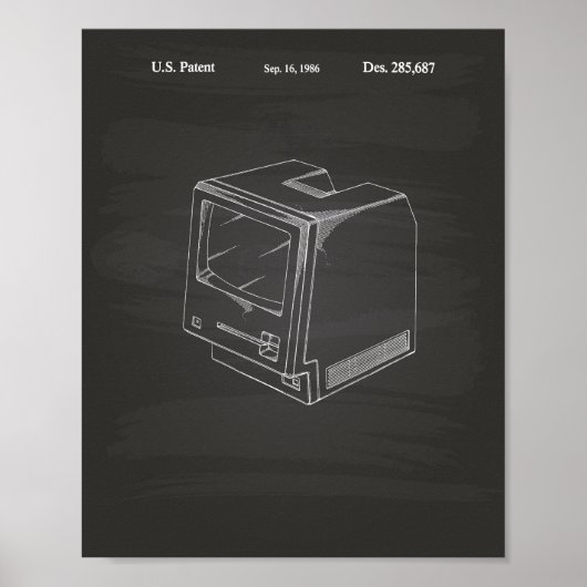 Poster Computer 1986 Patent Art Chalkboard (Devant)