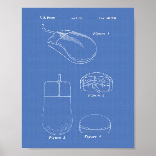 Poster Computer Mouse 1994 Patent Art Blueprint (Devant)