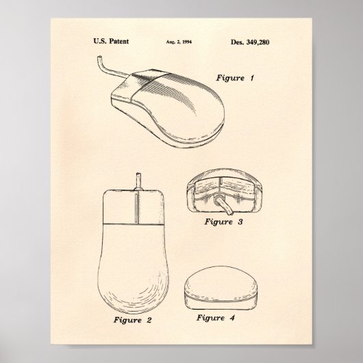 Poster Computer Mouse 1994 Patent Art Old Peper (Devant)