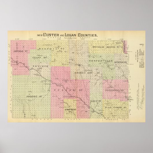 Poster Comté de Custer et Logan, Nebraska (Devant)