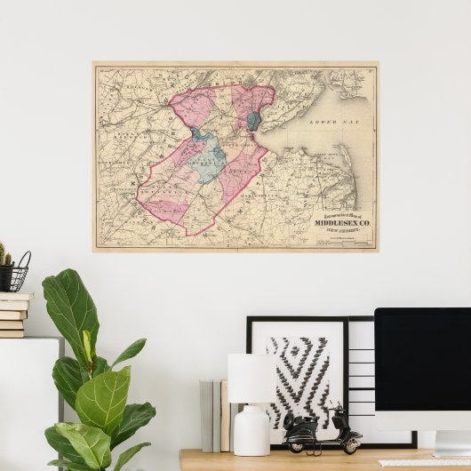 Poster Comté de Middlesex, NJ (Bureau à domicile)